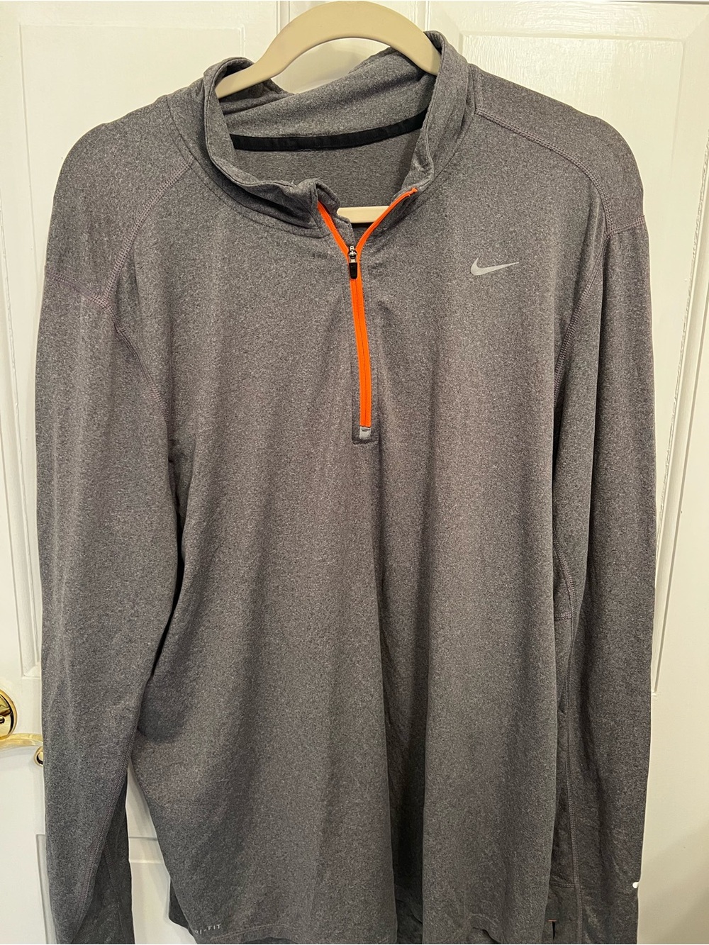 Nike Men's Gray Performance Quarter-Zip with Orange Trim